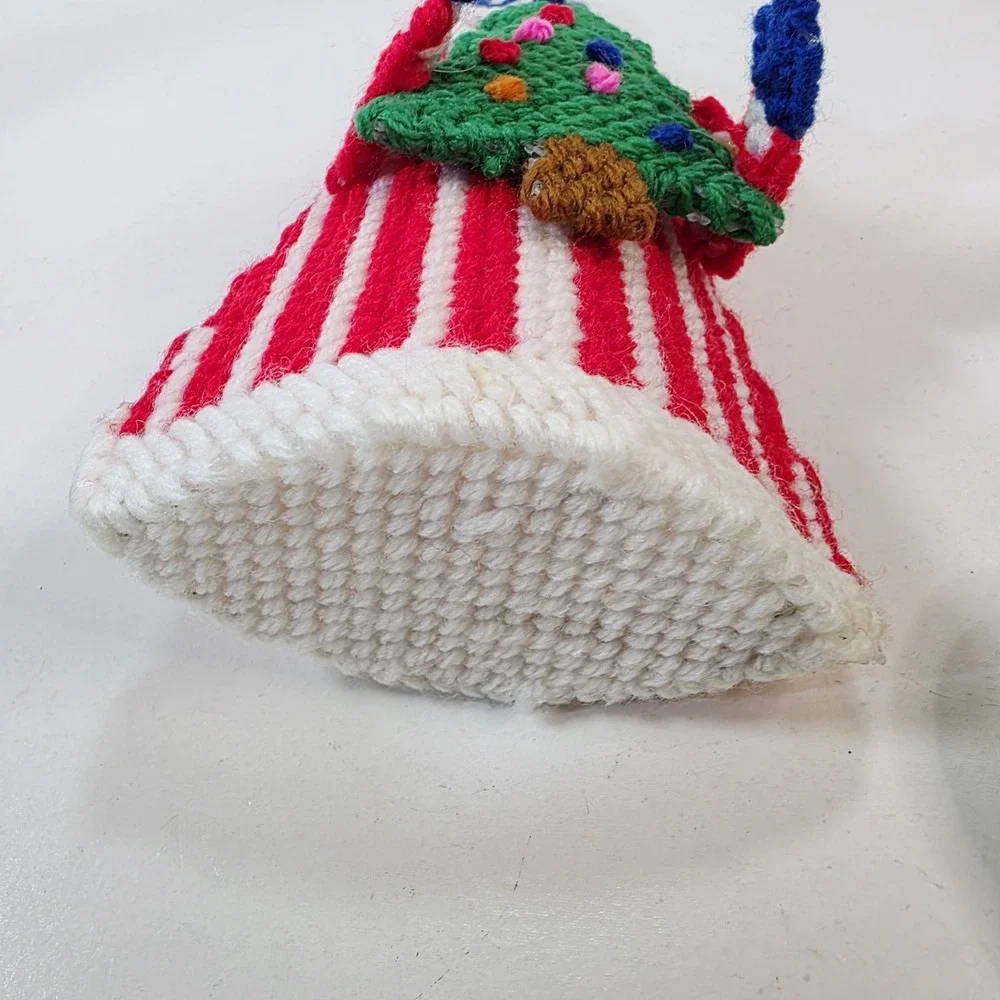 Vtg Handmade Santa Claus Plastic Canvas Needlepoint Cone Figure 8